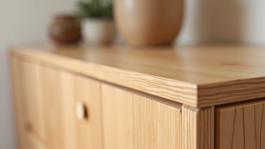 Detalhe de móvel contemporâneo com acabamento em madeira natural