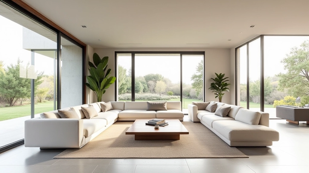 Interior contemporâneo com móveis modernos e luz natural