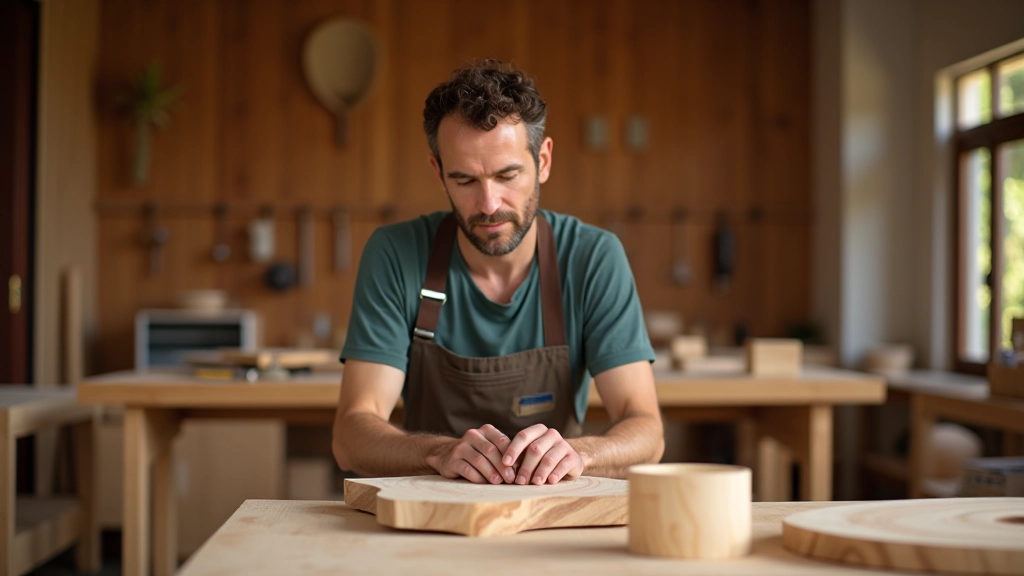 Atelier de artesanato português com móveis contemporâneos em construção